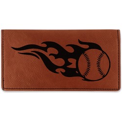 Baseball Leatherette Checkbook Holder - Double Sided (Personalized)