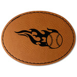 Baseball Faux Leather Iron On Patch - Oval