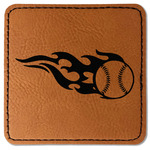 Baseball Faux Leather Iron On Patch - Square