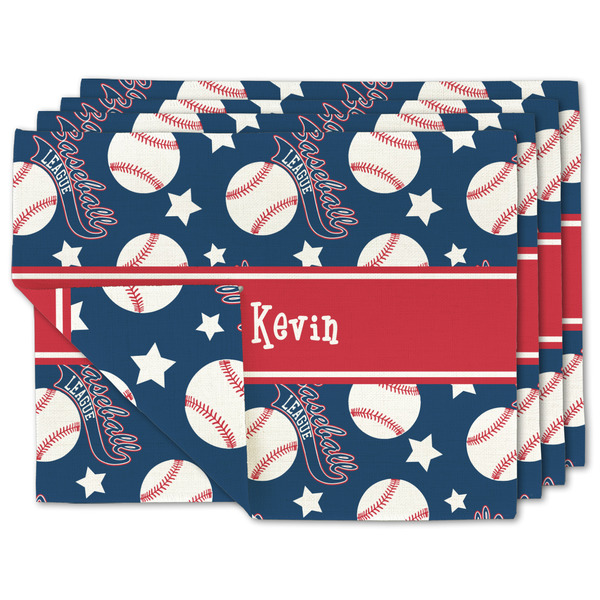 Custom Baseball Double-Sided Linen Placemat - Set of 4 w/ Name or Text