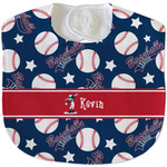 Baseball Velour Baby Bib w/ Name or Text