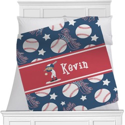 Baseball Minky Blanket - Twin / Full - 80"x60" - Double Sided (Personalized)