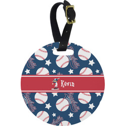 Baseball Plastic Luggage Tag - Round (Personalized)
