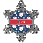 Baseball Vintage Snowflake Ornament (Personalized)