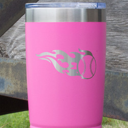 Baseball 20 oz Stainless Steel Tumbler - Pink - Double Sided (Personalized)