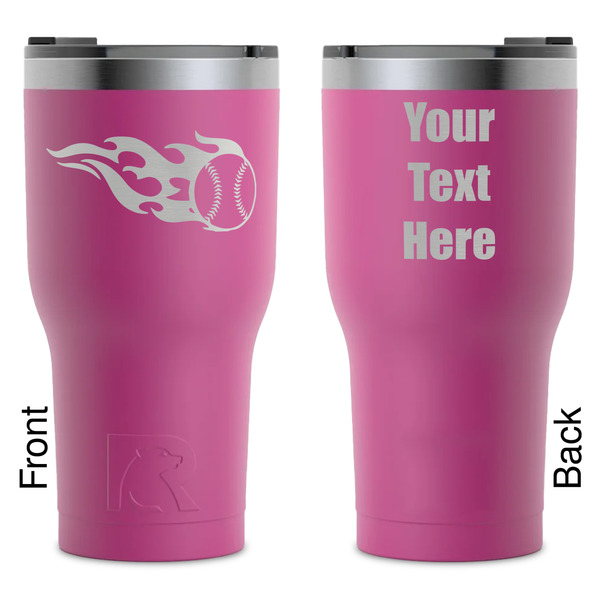 Custom Baseball RTIC Tumbler - Magenta - Laser Engraved - Double-Sided (Personalized)