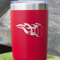 Baseball 20 oz Stainless Steel Tumbler - Red - Double Sided (Personalized)