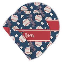 Baseball Round Linen Placemat - Double Sided - Set of 4 (Personalized)