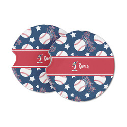 Baseball Sandstone Car Coasters - Set of 2 (Personalized)