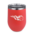 Baseball Stemless Stainless Steel Wine Tumbler - Coral - Double Sided (Personalized)