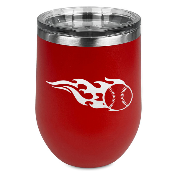 Custom Baseball Stemless Stainless Steel Wine Tumbler - Red - Double Sided (Personalized)