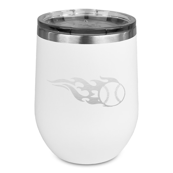 Custom Baseball Stemless Stainless Steel Wine Tumbler - White - Double Sided (Personalized)