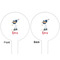 Baseball White Plastic 6" Food Pick - Round - Double Sided - Front & Back