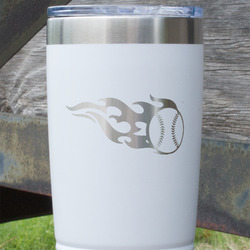 Baseball 20 oz Stainless Steel Tumbler - White - Double Sided (Personalized)