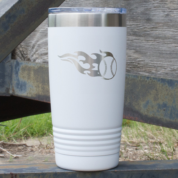 Custom Baseball 20 oz Stainless Steel Tumbler - White - Single Sided