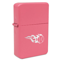 Baseball Windproof Lighter - Pink - Single Sided & Lid Engraved