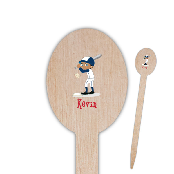 Custom Baseball Oval Wooden Food Picks - Double Sided (Personalized)