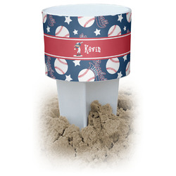 Baseball White Beach Spiker Drink Holder (Personalized)