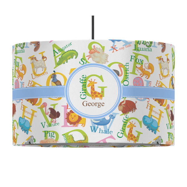 Custom Animal Alphabet 12" Drum Pendant Lamp - Fabric (Personalized)