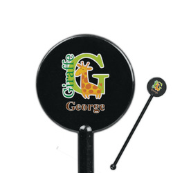 Animal Alphabet 5.5" Round Plastic Stir Sticks - Black - Single Sided (Personalized)