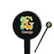 Animal Alphabet Black Plastic 7" Stir Stick - Round - Closeup