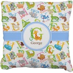 Animal Alphabet Faux-Linen Throw Pillow 16" (Personalized)