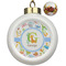 Animal Alphabet Ceramic Christmas Ornament - Poinsettias (Front View)