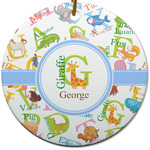 Animal Alphabet Round Ceramic Ornament w/ Name or Text