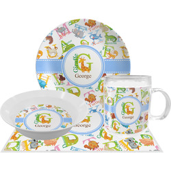 Animal Alphabet Dinner Set - Single 4 Pc Setting w/ Name or Text