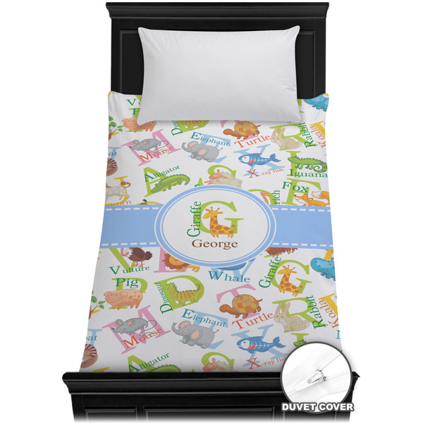 Custom Animal Alphabet Duvet Cover - Twin XL (Personalized)