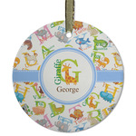 Animal Alphabet Flat Glass Ornament - Round w/ Name or Text