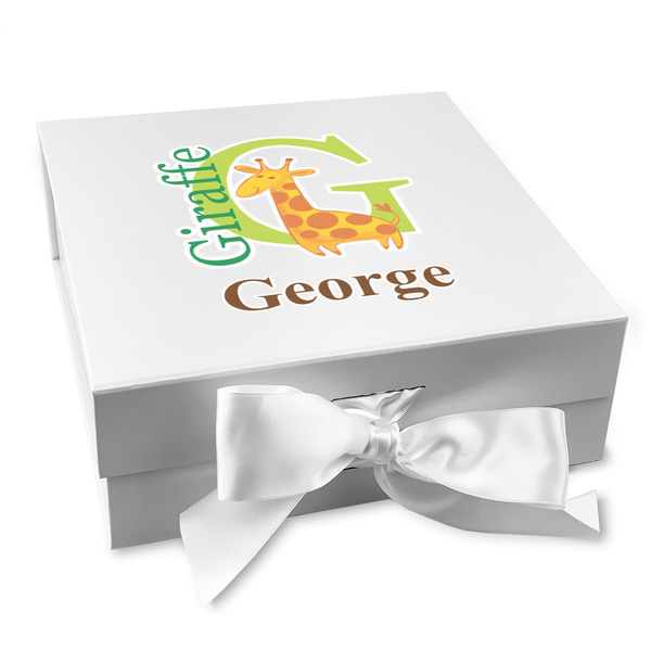 Custom Animal Alphabet Gift Box with Magnetic Lid - White (Personalized)