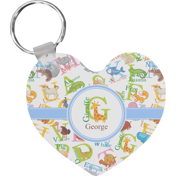 Custom Animal Alphabet Heart Plastic Keychain w/ Name or Text