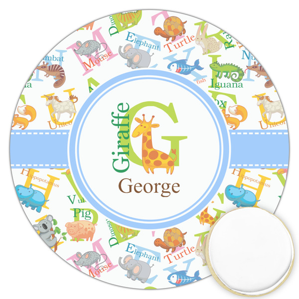 Custom Animal Alphabet Printed Cookie Topper - 3.25" (Personalized)