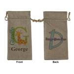 Animal Alphabet Large Burlap Gift Bag - Front & Back (Personalized)