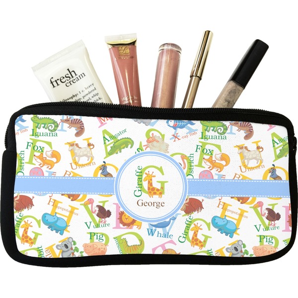 Custom Animal Alphabet Makeup / Cosmetic Bag - Small (Personalized)