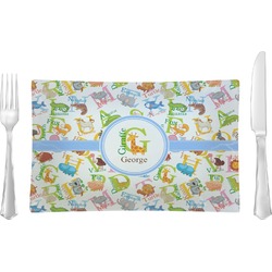 Animal Alphabet Rectangular Glass Lunch / Dinner Plate - Single or Set (Personalized)