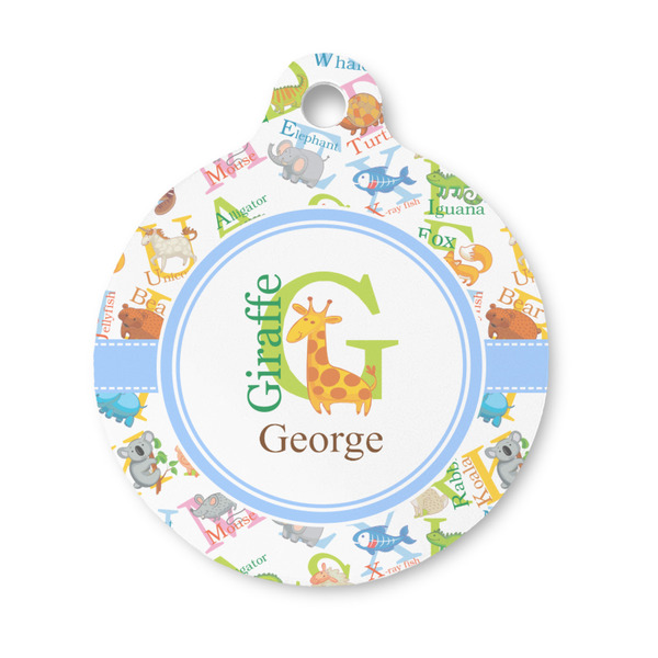 Custom Animal Alphabet Round Pet ID Tag - Small (Personalized)