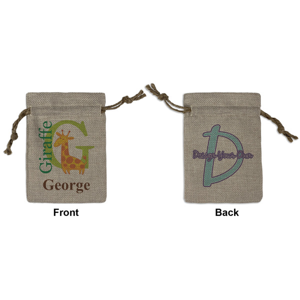 Custom Animal Alphabet Small Burlap Gift Bag - Front & Back (Personalized)