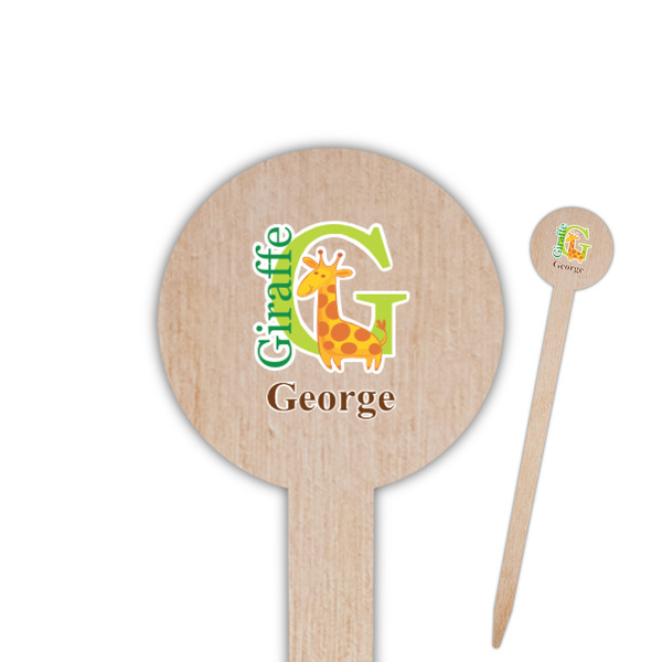 Custom Animal Alphabet 6" Round Wooden Food Picks - Double Sided (Personalized)