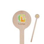 Animal Alphabet 6" Round Wooden Stir Sticks - Single Sided (Personalized)