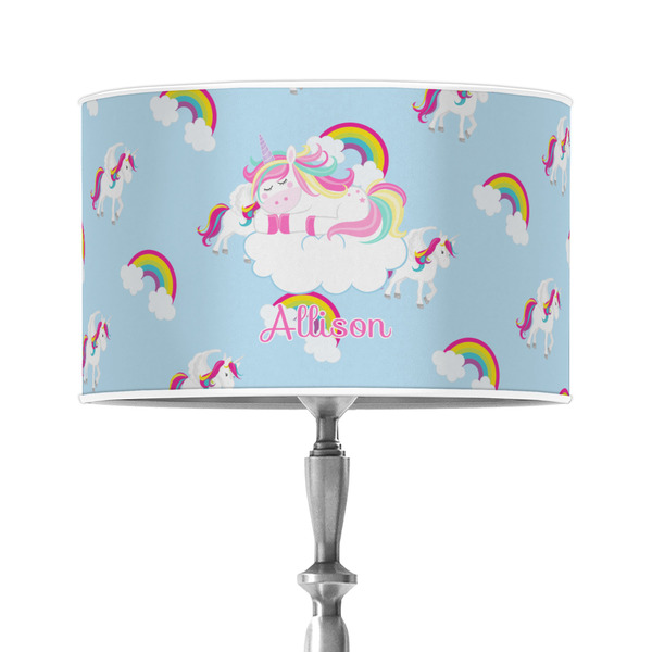 Custom Rainbows and Unicorns 12" Drum Lamp Shade - Poly-film (Personalized)