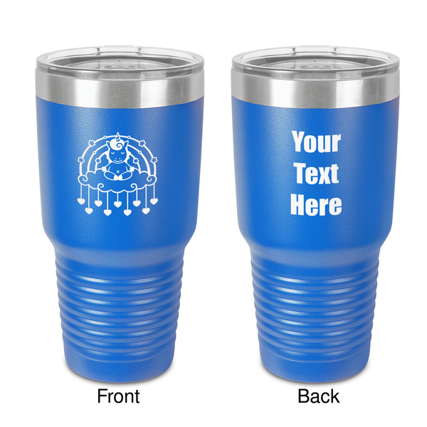 Custom Rainbows and Unicorns 30 oz Stainless Steel Tumbler - Royal Blue - Double-Sided (Personalized)