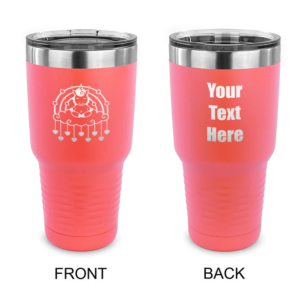 Custom Rainbows and Unicorns 30 oz Stainless Steel Tumbler - Coral - Double Sided (Personalized)