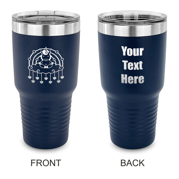 Custom Rainbows and Unicorns 30 oz Stainless Steel Tumbler - Navy - Double Sided (Personalized)