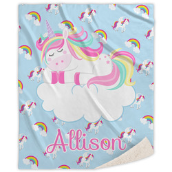 Rainbows and Unicorns Sherpa Throw Blanket - 60"x80" w/ Name or Text