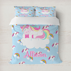 Rainbows and Unicorns Duvet Cover Set - Full / Queen w/ Name or Text
