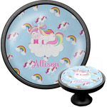 Rainbows and Unicorns Cabinet Knob (Black) (Personalized)