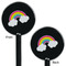 Rainbows and Unicorns Black Plastic 5.5" Stir Stick - Double Sided - Round - Front & Back