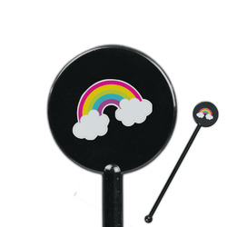 Rainbows and Unicorns 5.5" Round Plastic Stir Sticks - Black - Single Sided